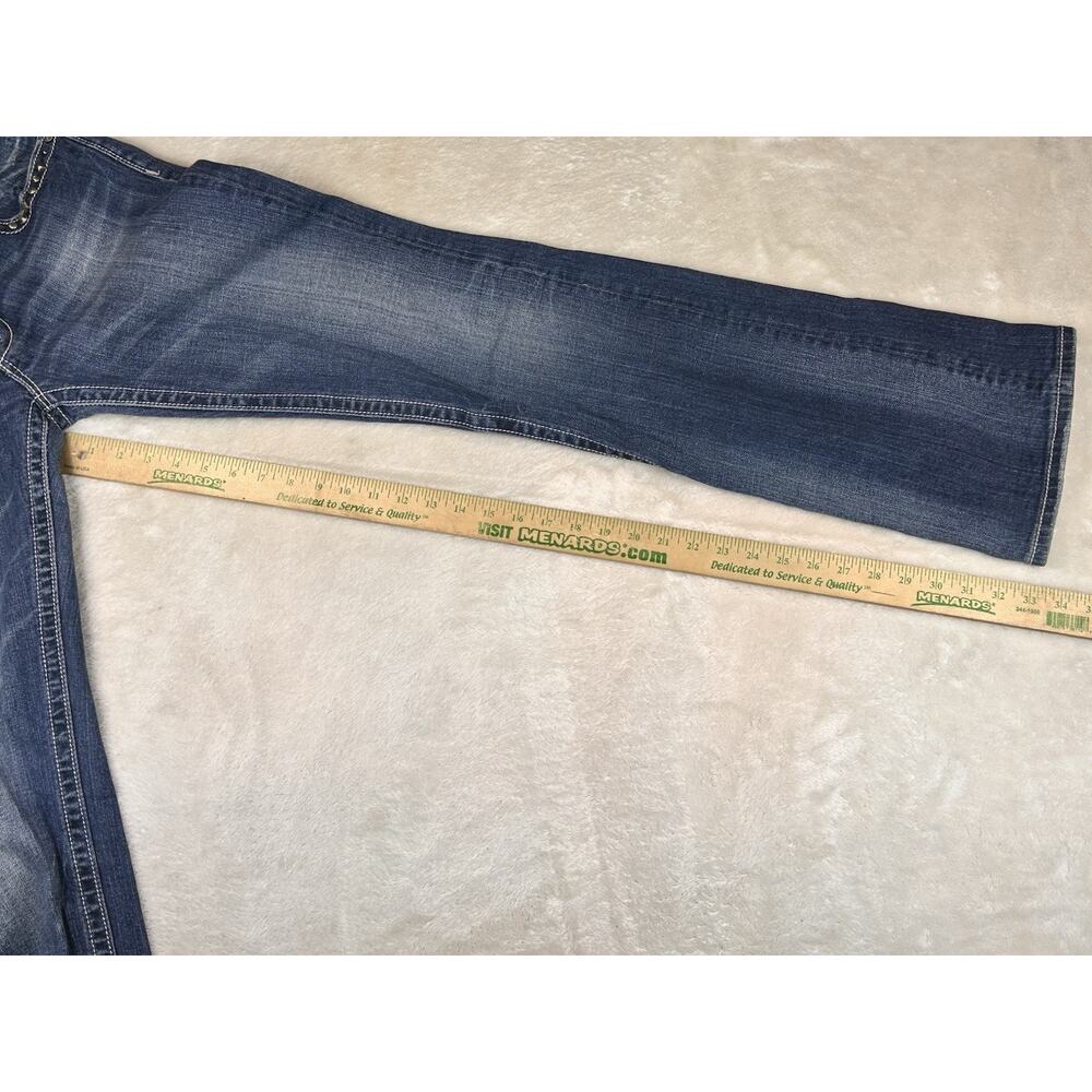 Miss Me Jeans Womens Sz 30 Boot Bootcut Blue Studded Denim Embroidered Y2K Flap - Picture 6 of 9
